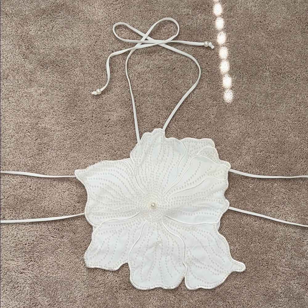 White Floral Halter Top